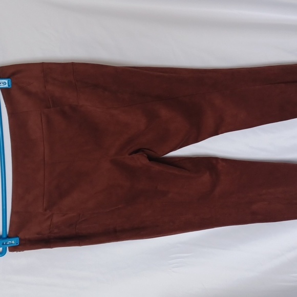 Sundance Sz 10 Luxe Dreams Faux Suede Leggings Pants Ankle-Zip Stretch Brown - Picture 6 of 8